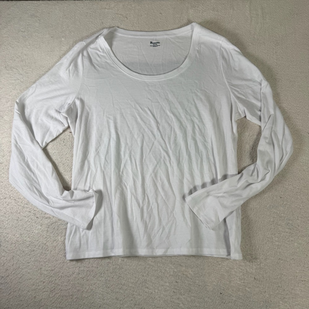 No Boundaries Long Sleeve T-Shirt Womens XXL White Excellent Scoop Neck Basic
